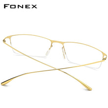 Carica l&#39;immagine nel visualizzatore di Gallery, FONEX Titanium Alloy Glasses Frame Men Square Myopia Prescription Eyeglasses Frames Half Rim Optical Male Korean Eyewear 8101