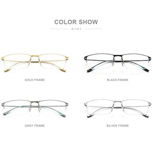 FONEX Titanium Alloy Glasses Frame Men Square Myopia Prescription Eyeglasses Frames Half Rim Optical Male Korean Eyewear 8101