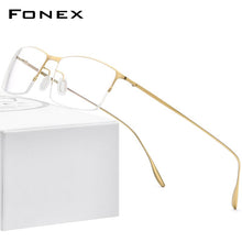 Carica l&#39;immagine nel visualizzatore di Gallery, FONEX Titanium Alloy Glasses Frame Men Square Myopia Prescription Eyeglasses Frames Half Rim Optical Male Korean Eyewear 8101