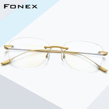 Load image into Gallery viewer, FONEX Titanium Alloy Glasses Men 2023 Women Rimless Prescription Square Eyeglasses Myopia Optical Frame Korean Eyewear 8107