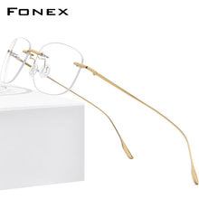 Load image into Gallery viewer, FONEX Titanium Alloy Glasses Men 2023 Women Rimless Prescription Square Eyeglasses Myopia Optical Frame Korean Eyewear 8107