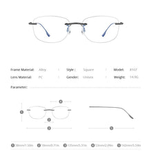 Load image into Gallery viewer, FONEX Titanium Alloy Glasses Men 2023 Women Rimless Prescription Square Eyeglasses Myopia Optical Frame Korean Eyewear 8107