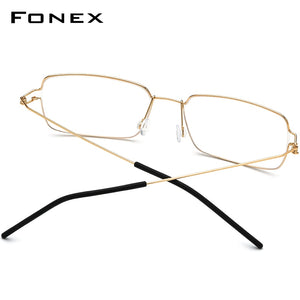 FONEX Titanium Alloy Glasses Men Square Myopia Eyeglasses Frame Optical Frames Prescription Korean Screwless Eyewear 98606