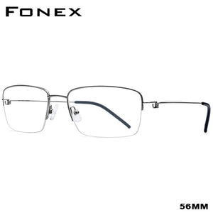 FONEX Titanium Alloy Optical Glasses Frame Men Half Prescription Eyeglasses Korean Women Myopia Screwless Eyewear 98623