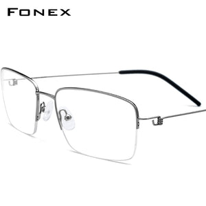 FONEX Titanium Alloy Optical Glasses Frame Men Half Prescription Eyeglasses Korean Women Myopia Screwless Eyewear 98623