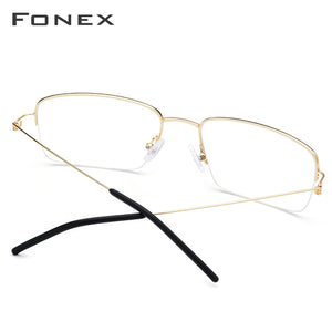 FONEX Titanium Alloy Optical Glasses Frame Men Half Prescription Eyeglasses Korean Women Myopia Screwless Eyewear 98623