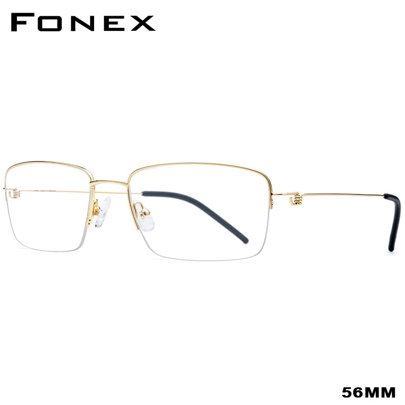 FONEX Titanium Alloy Optical Glasses Frame Men Half Prescription Eyeglasses Korean Women Myopia Screwless Eyewear 98623