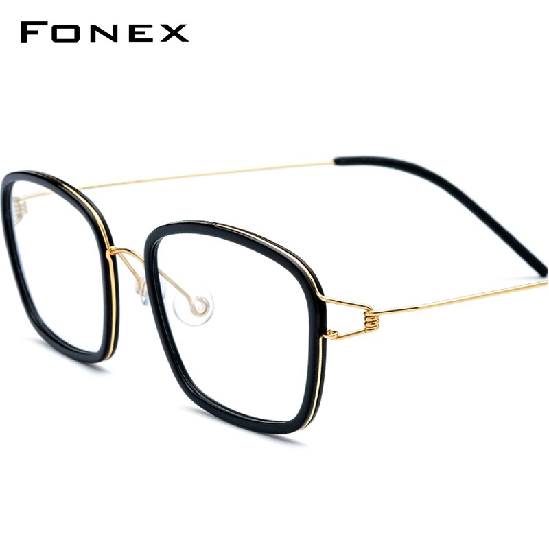 FONEX Titanium Alloy Optical Glasses Men Myopia Denmark Ultralight Prescription Eyeglasses Frame Women Screwless Eyewear 98617