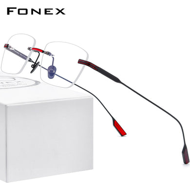 FONEX Titanium Glasses Frame Men 2023 Women Rimless Prescription Square Eyeglasses Frameless Myopia Optical Eyewear F85643
