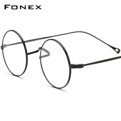 FONEX Titanium Glasses Frame Men Vintage Round Myopia Optical Prescription Eyeglasses Women 2023 Titan Retro Eyewear F85666