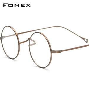 FONEX Titanium Glasses Frame Men Vintage Round Myopia Optical Prescription Eyeglasses Women 2023 Titan Retro Eyewear F85666
