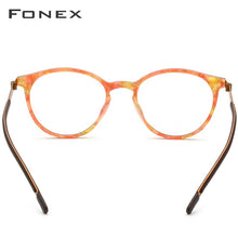 Load image into Gallery viewer, FONEX Titanium Glasses Frame Men Women Acetate Vintage Round Myopia Optical Prescription Eyeglasses Screwless Eyewear 9105