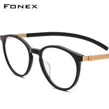 Load image into Gallery viewer, FONEX Titanium Glasses Frame Men Women Acetate Vintage Round Myopia Optical Prescription Eyeglasses Screwless Eyewear 9105