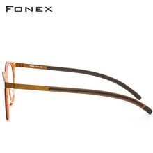 Load image into Gallery viewer, FONEX Titanium Glasses Frame Men Women Acetate Vintage Round Myopia Optical Prescription Eyeglasses Screwless Eyewear 9105