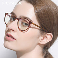 Load image into Gallery viewer, FONEX Titanium Glasses Frame Men Women Acetate Vintage Round Myopia Optical Prescription Eyeglasses Screwless Eyewear 9105