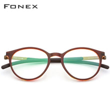 Load image into Gallery viewer, FONEX Titanium Glasses Frame Men Women Acetate Vintage Round Myopia Optical Prescription Eyeglasses Screwless Eyewear 9105