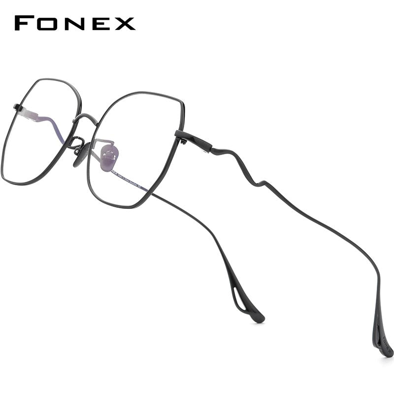 FONEX Titanium Glasses Frame Women Brand Design Oversize Square Eyewear 2023 Prescription Optical Myopia Eyeglasses 8561