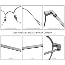 Load image into Gallery viewer, FONEX Titanium Glasses Frame Women Retro Vintage Round Eyewear Prescription Optical Myopia Korean Eyeglasses Frames Men 8554