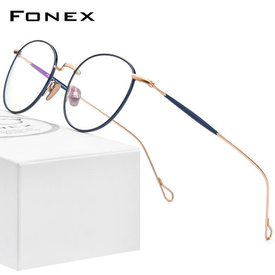FONEX Titanium Glasses Frame Women Vintage Round Myopia Optical Prescription Eyeglasses Frame Men 2023 Titan Eyewear F85645