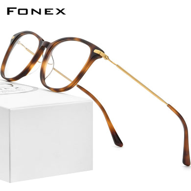 FONEX Titanium Optical Glasses Frame Men 2023 Retro Round Prescription Eyeglasses Women Myopia Acetate Spectacles Eyewear F85667