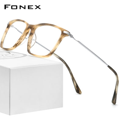 FONEX Occhiali Ottici In Titanio Telaio Uomini 2023 Retro Piazza Occhiali Da Vista Donne Miopia Acetato Occhiali Occhiali F85668 