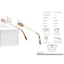 Load image into Gallery viewer, FONEX Wire Titanium Rimless Glasses Women Ultralight  Diamond Trim Prescription Optical Eyeglasses Frame Eyewear 8511