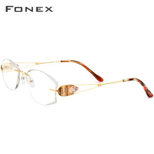 Load image into Gallery viewer, FONEX Wire Titanium Rimless Glasses Women Ultralight  Diamond Trim Prescription Optical Eyeglasses Frame Eyewear 8511