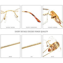 Load image into Gallery viewer, FONEX Wire Titanium Rimless Glasses Women Ultralight  Diamond Trim Prescription Optical Eyeglasses Frame Eyewear 8511