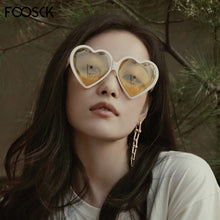 Load image into Gallery viewer, FOOSCK Women Brand Designer  Heart Shape Sunglasses Women Lovely Colorful Clear Eyeglasses Cat Eye Frame Eyewear