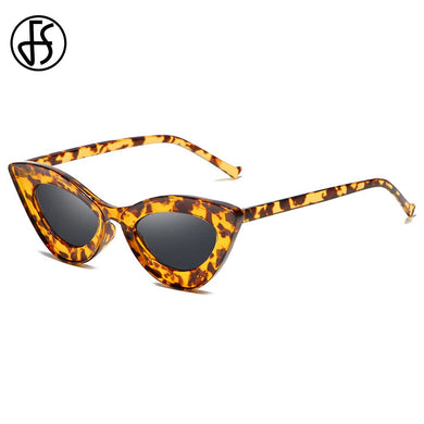 FS Sexy Cat Eye Sunglasses Women  Brand Designer Mirror Lens Leopard Print Sun Glasses Black Frame UV400 Shades Eyewear