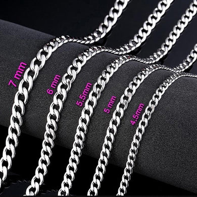 Men Stainless Steel Long Chain Necklace Silver 4.5-7mm Necklace For Male Bracelet DIY Jewelry Making Material BUlK