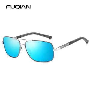 FUQIAN 2023 Occhiali da sole polarizzati quadrati da uomo Anti-riflesso Occhiali da sole per guida con rivestimento a specchio Occhiali da sole UV400 