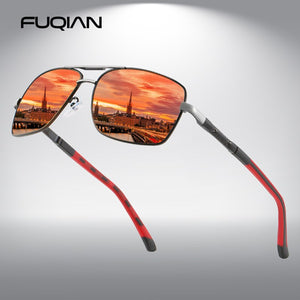 FUQIAN 2023 Occhiali da sole polarizzati quadrati da uomo Anti-riflesso Occhiali da sole per guida con rivestimento a specchio Occhiali da sole UV400 