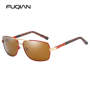 FUQIAN 2023 Occhiali da sole polarizzati quadrati da uomo Anti-riflesso Occhiali da sole per guida con rivestimento a specchio Occhiali da sole UV400 
