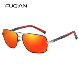 FUQIAN 2023 Occhiali da sole polarizzati quadrati da uomo Anti-riflesso Occhiali da sole per guida con rivestimento a specchio Occhiali da sole UV400 