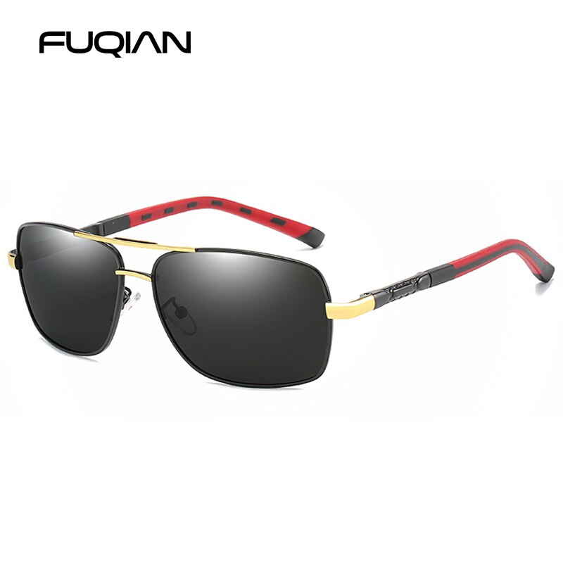 FUQIAN 2023 Occhiali da sole polarizzati quadrati da uomo Anti-riflesso Occhiali da sole per guida con rivestimento a specchio Occhiali da sole UV400 