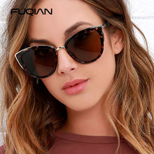 Load image into Gallery viewer, FUQIAN 2023 Cateye Women Sunglasses Vintage Anti-glare Sun Glasses Female Leopard Shades UV400