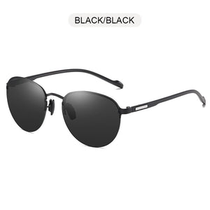 FUQIAN 2023 Round Polarized Sunglasses Men Women Rimless Sun Glasses Male Ultra Light TR90 Driver's Eyeglasses UV400