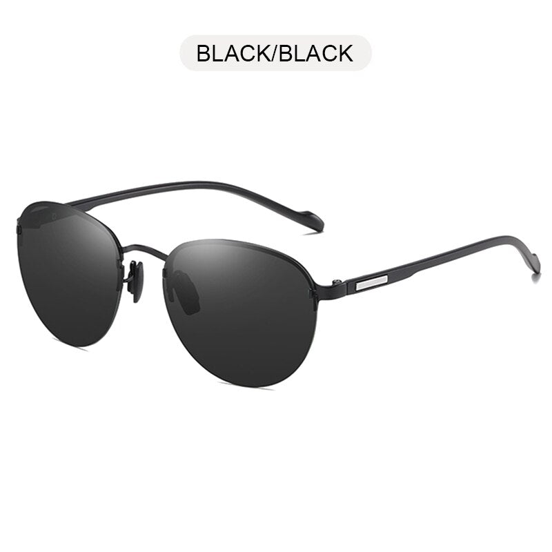 FUQIAN 2023 Round Polarized Sunglasses Men Women Rimless Sun Glasses Male Ultra Light TR90 Driver's Eyeglasses UV400