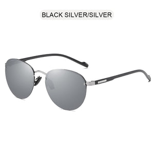 FUQIAN 2023 Round Polarized Sunglasses Men Women Rimless Sun Glasses Male Ultra Light TR90 Driver's Eyeglasses UV400
