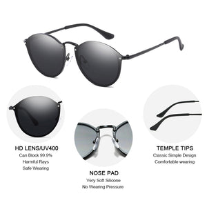 FUQIAN 2023 Round Sunglasses Men Cat Eye Women Sun Glasses Vintage Metal Driving Male Sunglass Black Pink Eyewear UV400