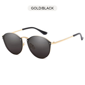 FUQIAN 2023 Round Sunglasses Men Cat Eye Women Sun Glasses Vintage Metal Driving Male Sunglass Black Pink Eyewear UV400