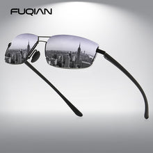 Load image into Gallery viewer, FUQIAN Brand Designer Rectangle Men Polarized Sunglasses 2023  Rimless Male Sun Glasses Ultra Light TR90 Driving Eyeglass