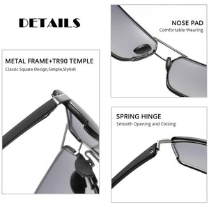 FUQIAN Brand Designer Rectangle Men Polarized Sunglasses 2023  Rimless Male Sun Glasses Ultra Light TR90 Driving Eyeglass