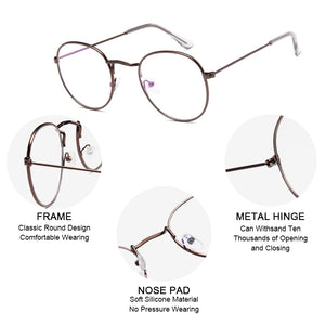 FUQIAN Classic Round Frame Glasses Women Men 2023 Optical Frames Clear Lens Reading Glass