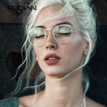 Load image into Gallery viewer, FUQIAN Classic Round Frame Glasses Women Men 2023 Optical Frames Clear Lens Reading Glass