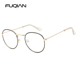 FUQIAN Classic Round Frame Glasses Women Men 2023 Optical Frames Clear Lens Reading Glass
