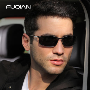 FUQIAN Driving Polarized Sunglasses Men  Metal Square Male Sun Glasses Outdoor Sunglass Gafas De Sol