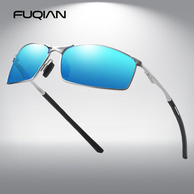 FUQIAN Driving Polarized Sunglasses Men  Metal Square Male Sun Glasses Outdoor Sunglass Gafas De Sol