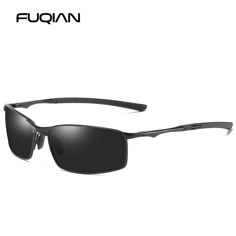 FUQIAN Driving Polarized Sunglasses Men  Metal Square Male Sun Glasses Outdoor Sunglass Gafas De Sol